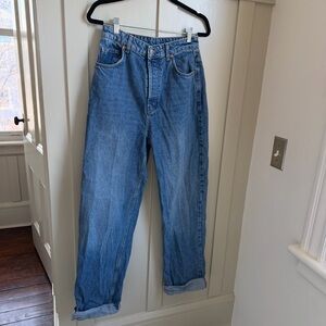 Topshop oversized mom jean in mid blue